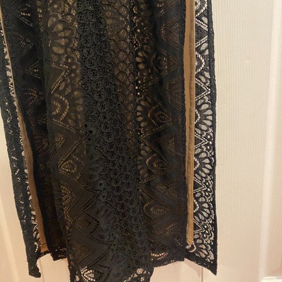 Guess Black Lace Maxi Dress with Nude Underlay - Picture 5 of 6
